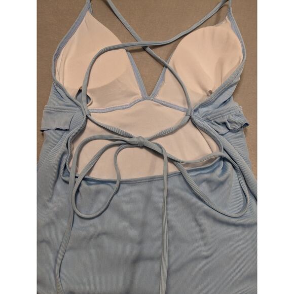 Amazon Swimwear Women's 0XL Baby Blue One Piece Ruffle Adjustable NWOT - Picture 3 of 8